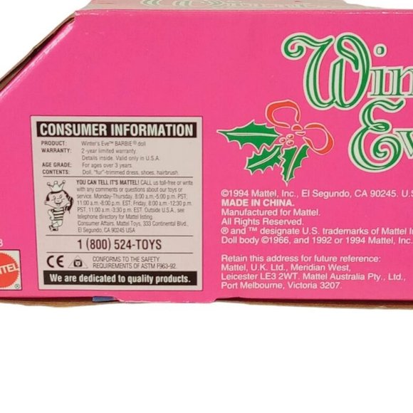 Winter's Eve Barbie #13613  Vintage 1994  NRFB  Plaid Gown   Doll-Mint   Box-VGC - Picture 7 of 11